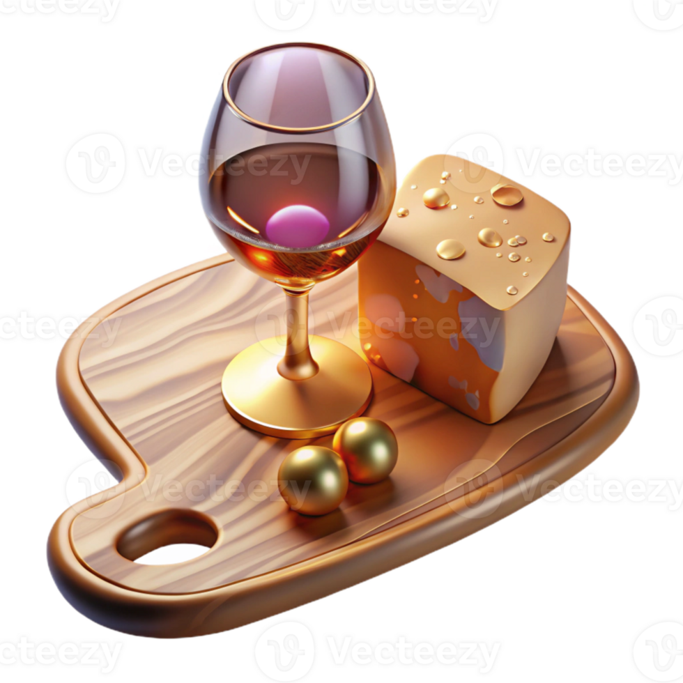 vibrant artistic Cheese Board Wooden Serving Board Cutout Wine and Cheese high resolution png