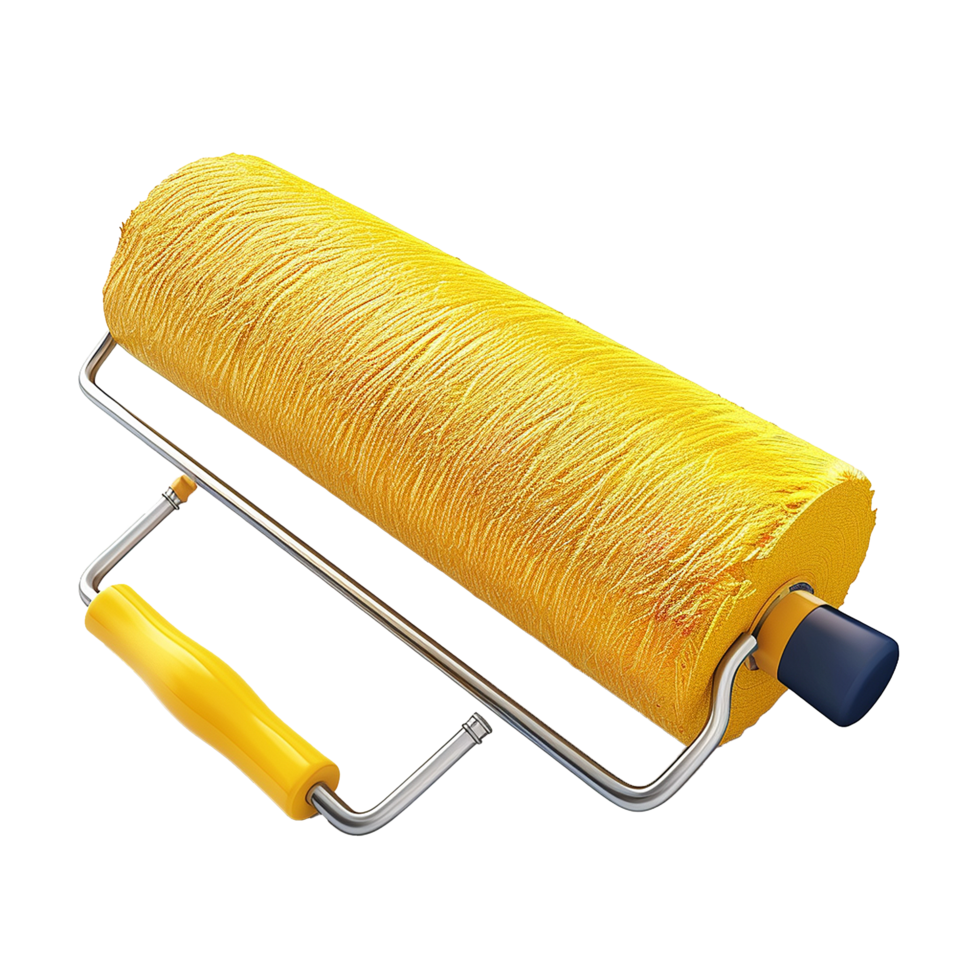 Highquality Yellow Paint Roller with Metal Frame and Comfortable Handle for Professional Painting Projects png