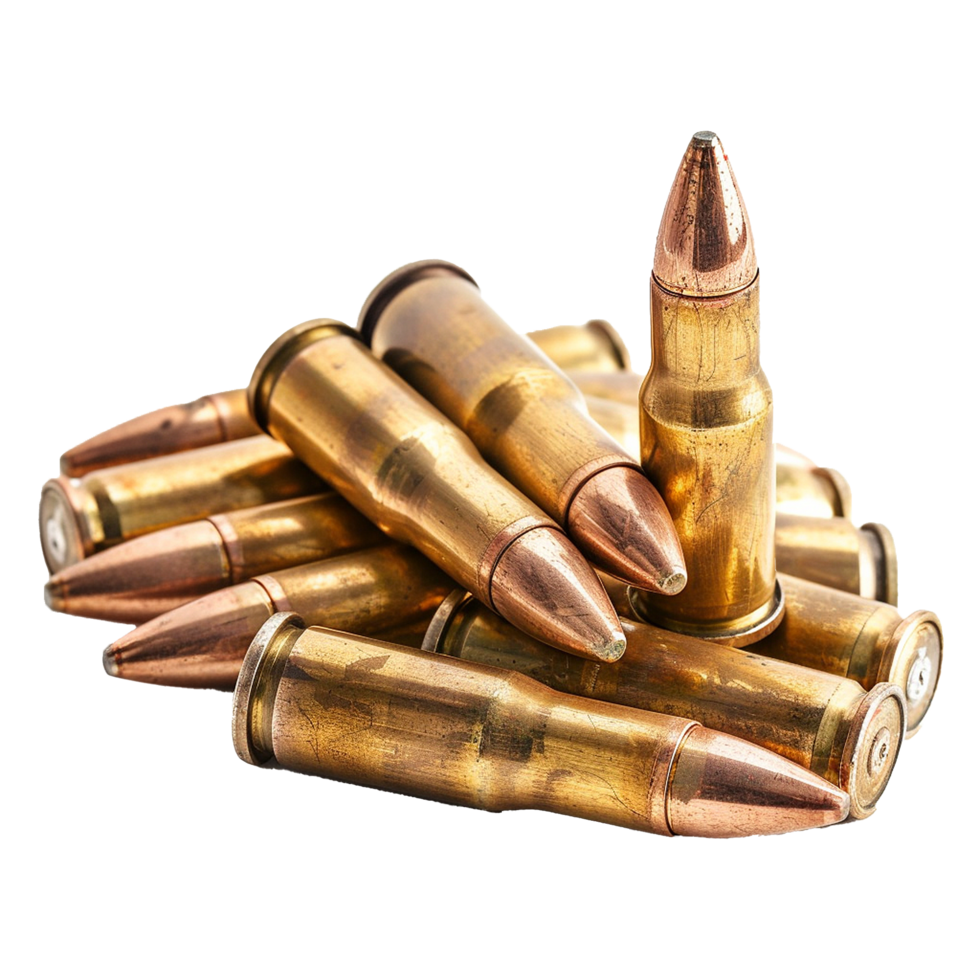 Closeup of a Pile of Spent Cartridge Cases and Bullets png