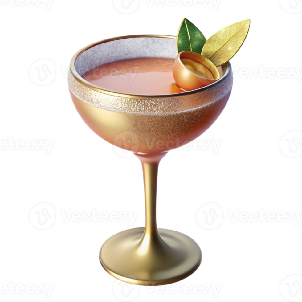 impressive classic Cocktail Glass with Garnish Isolated for Bar Promotion high quality png