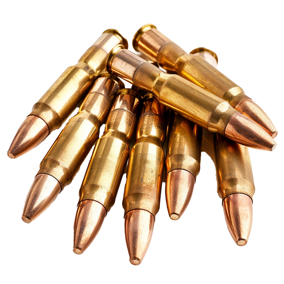 Closeup View of a Pile of Brass Ammunition Bullets png