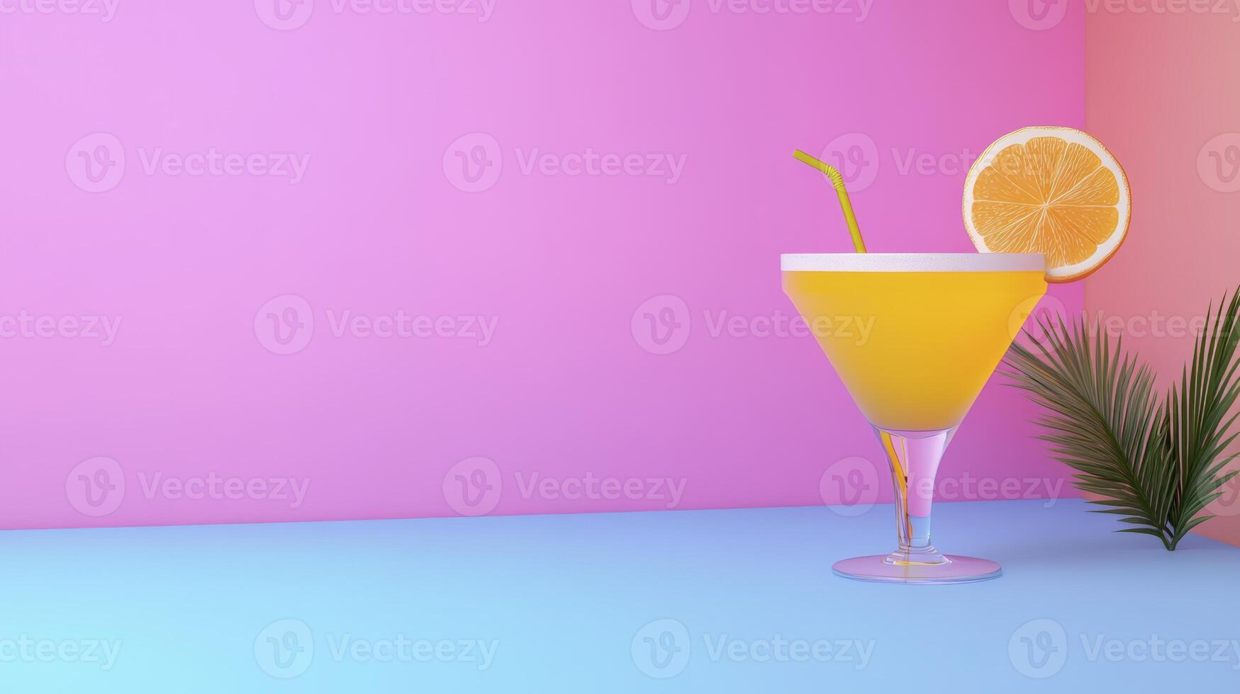 Refreshing Orange Cocktail Image On Pastel Backgrounds With Tropical photo