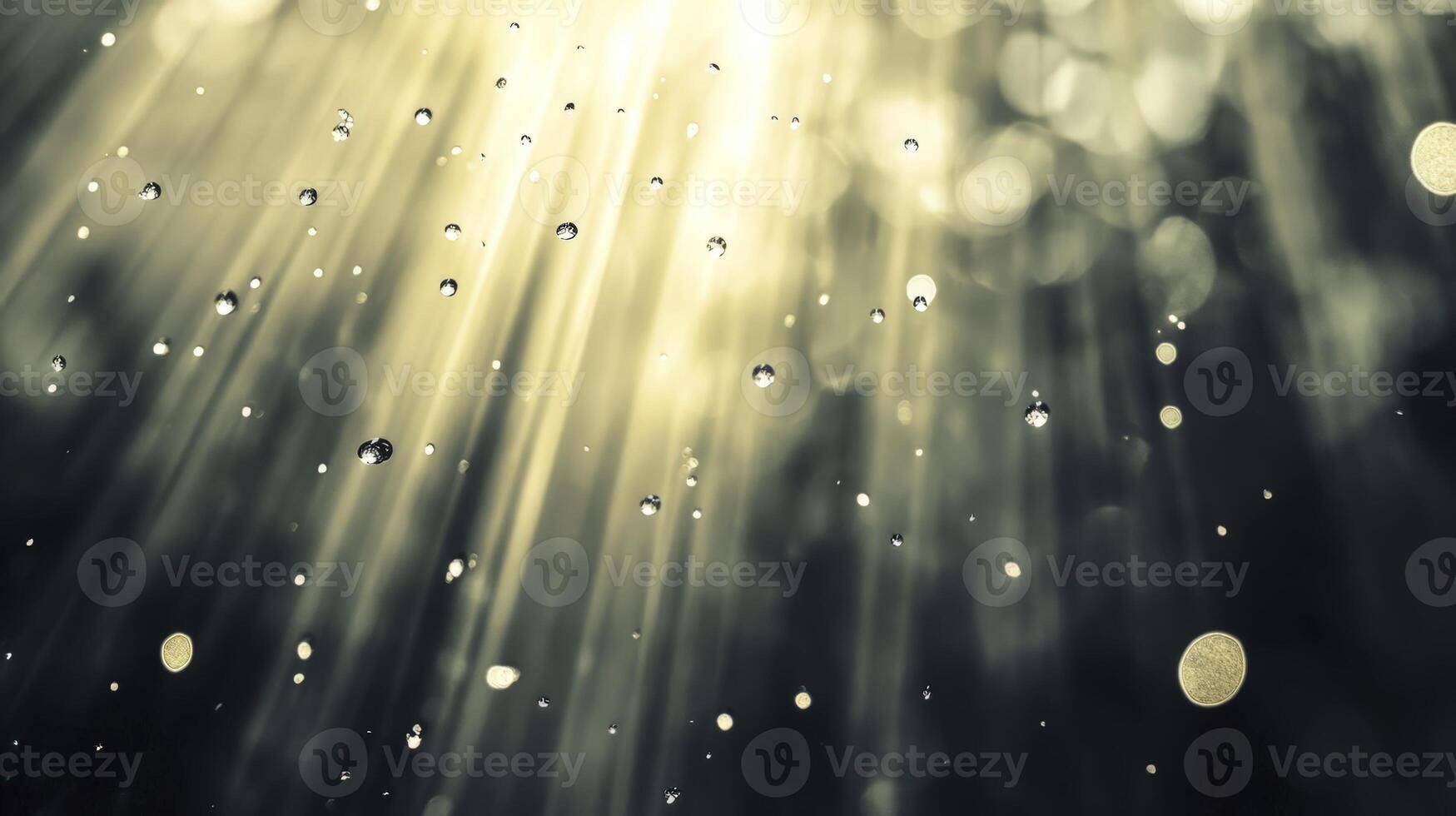 Golden Light Rays And Falling Raindrops Abstract Backgrounds Style photo