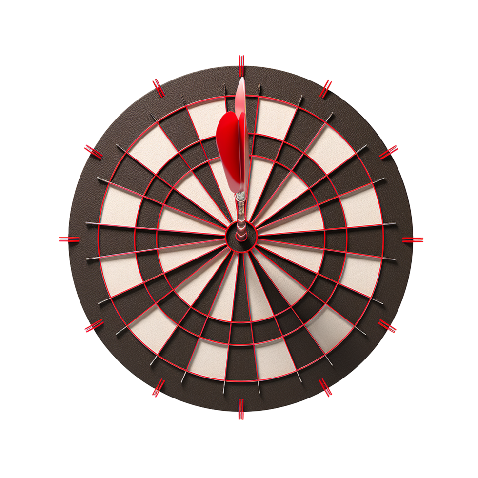 A Red Dart Hitting the Bullseye of a Dartboard Precision Accuracy and Success png