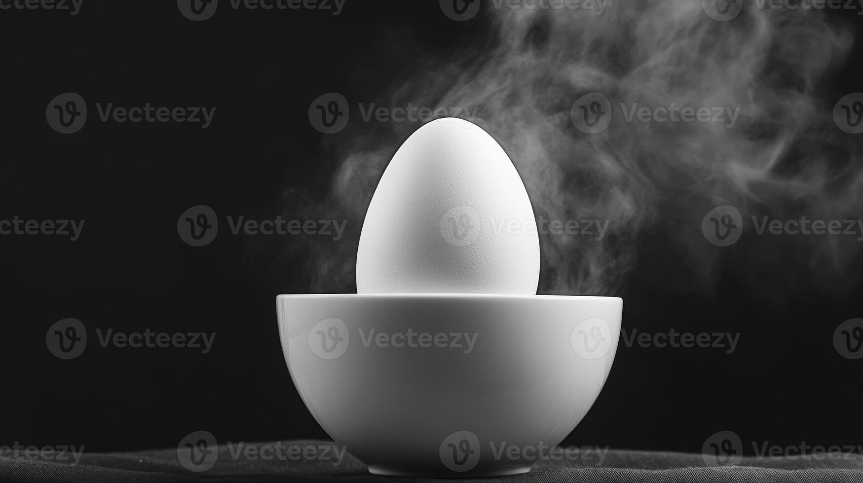 Steaming Egg In White Bowl On Dark Backgrounds Aesthetics and Simple photo