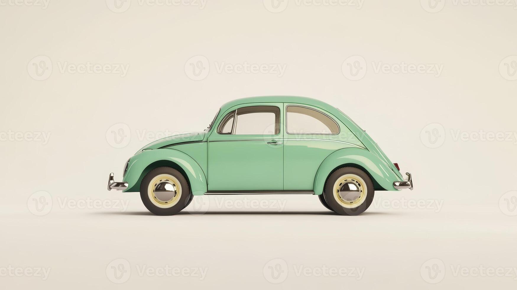 Light Green Vintage Car Side Profile Minimalist Illustration photo