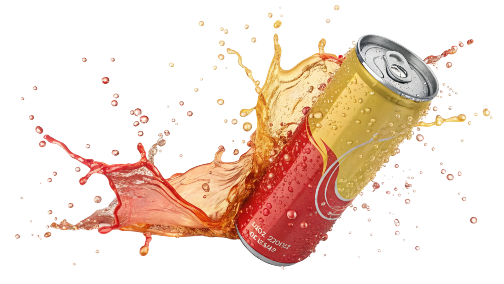 Refreshing Soda Can Splash with Vibrant Liquid Dynamics png