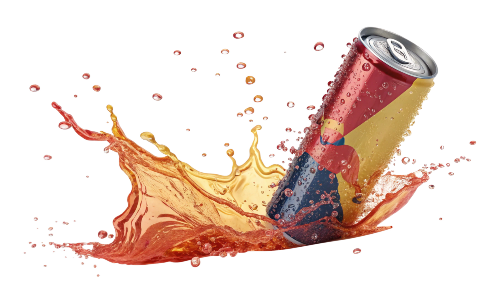 Refreshing Energy Drink Splashing from a Can in a Dynamic Pose png