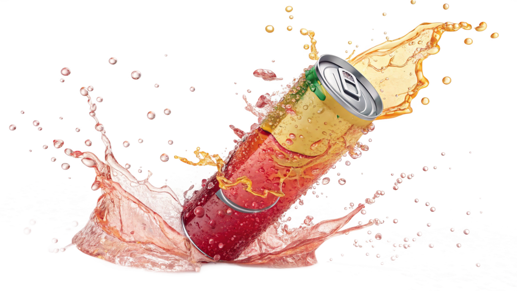 Refreshing Drink Splashing from Can in Dynamic Motion png