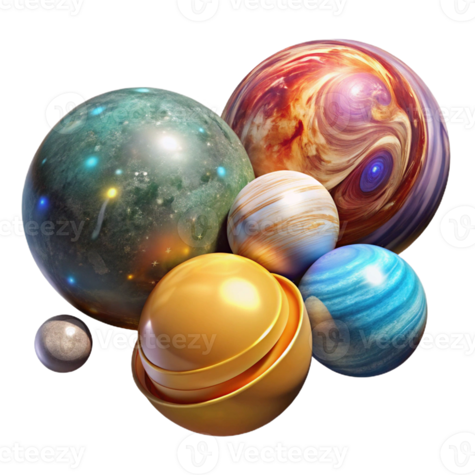 serene traditional Colorful Solar System Planets Transparent for Space Exploration premium png