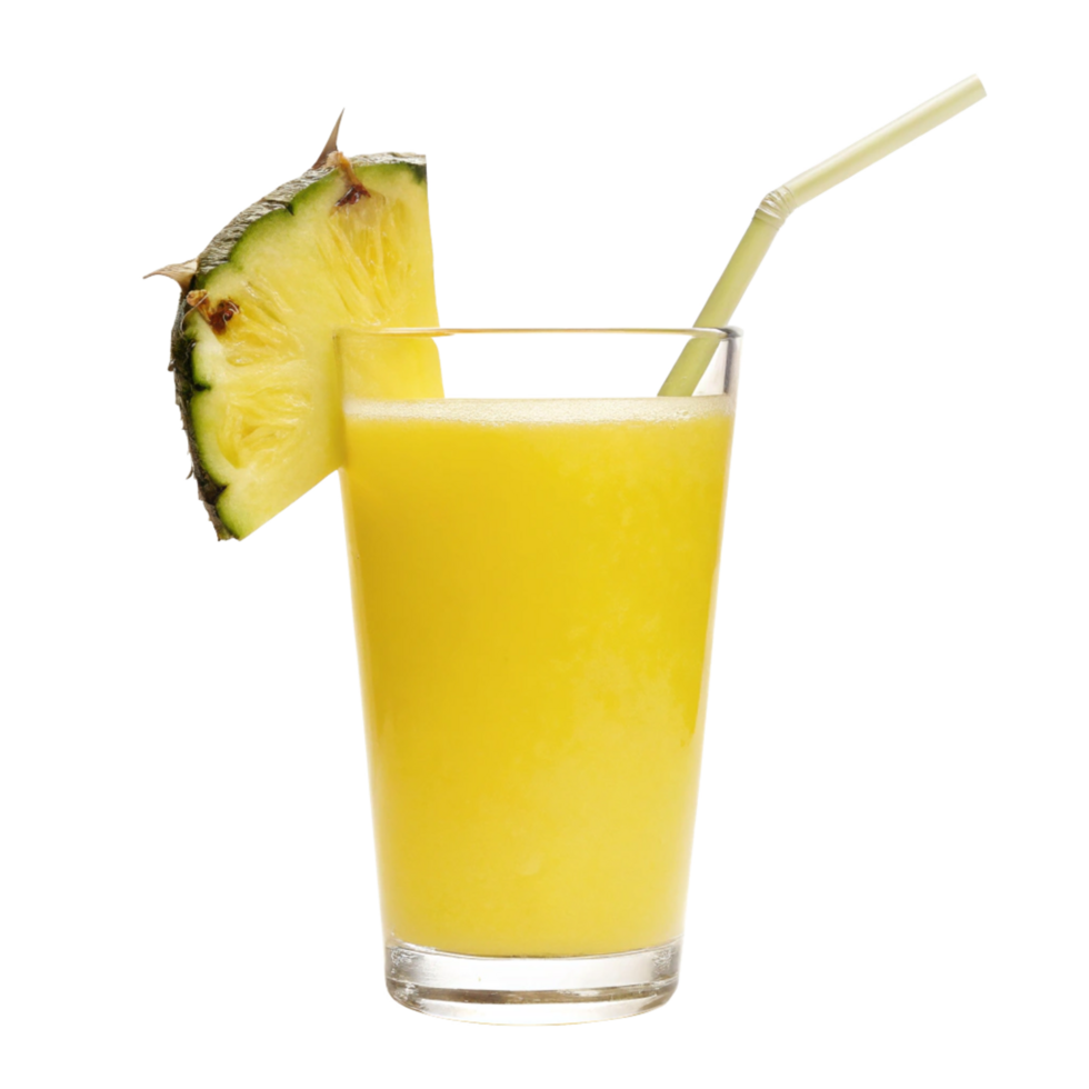 Refreshing Pineapple Smoothie in a Glass with a Straw png