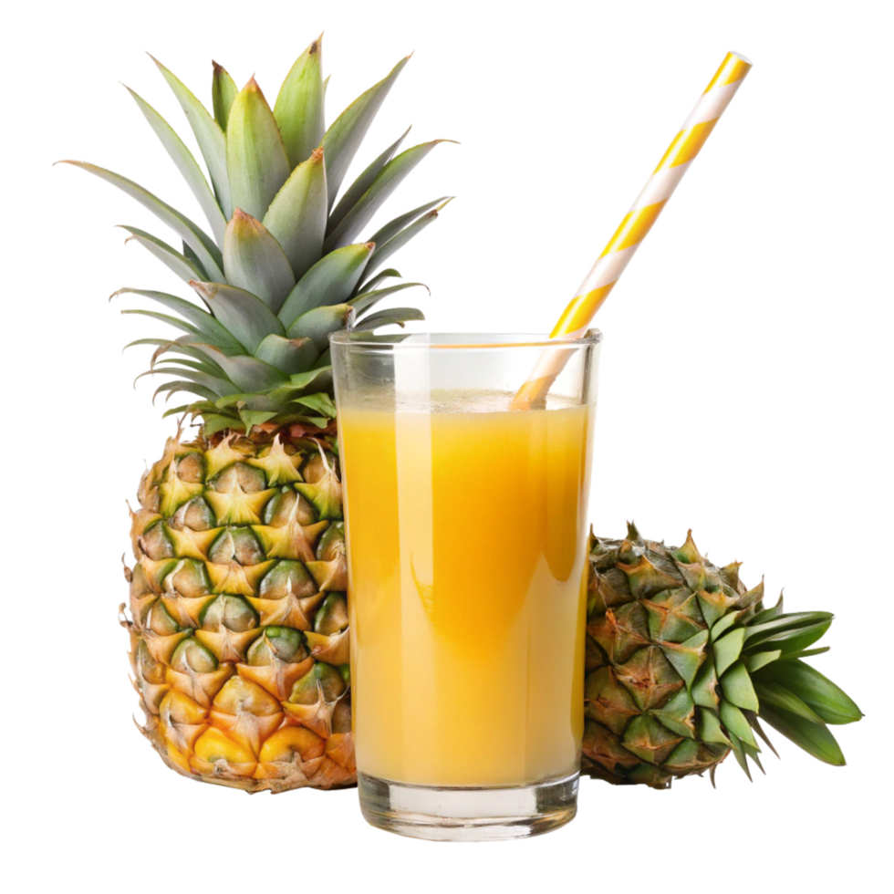 Refreshing Glass of Pineapple Juice with Fresh Pineapples png