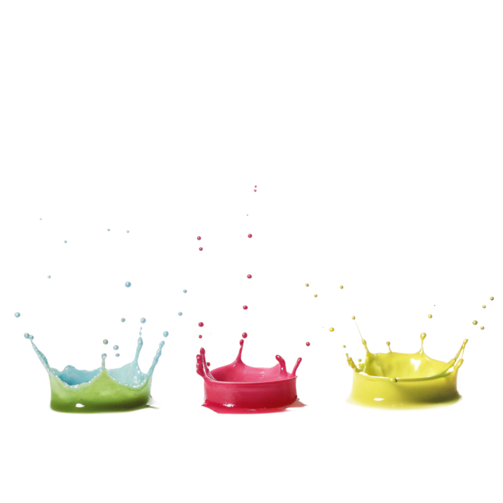 Vibrant Colorful Liquid Splashes in Motion a Stunning Visual Display of Three Colors png
