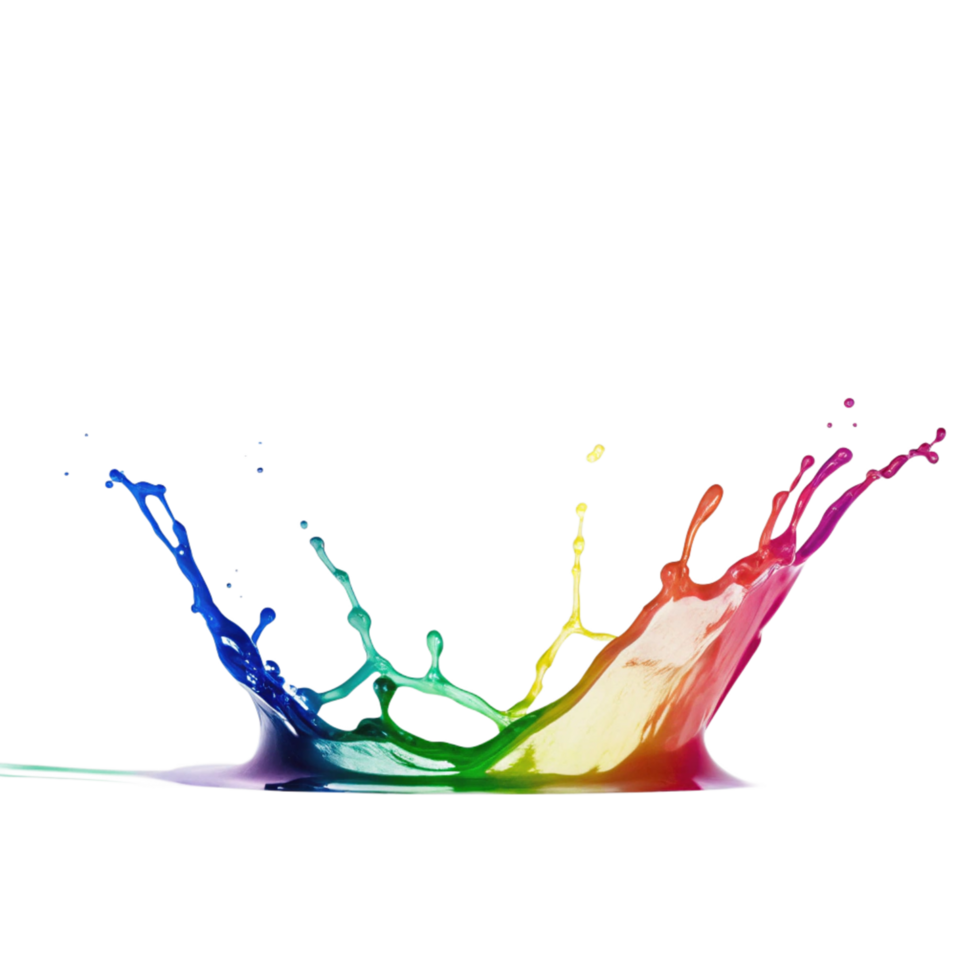 Vibrant Rainbow Liquid Splash Against Black Background Colorful Dynamic Paint Explosion png