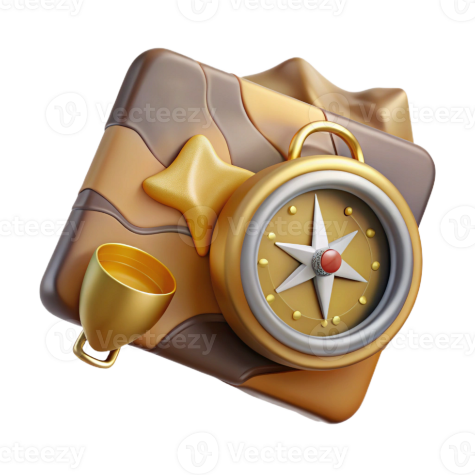 dramatic abstract Compass and Map for Navigation Isolated for Hiking and Travel exclusive png