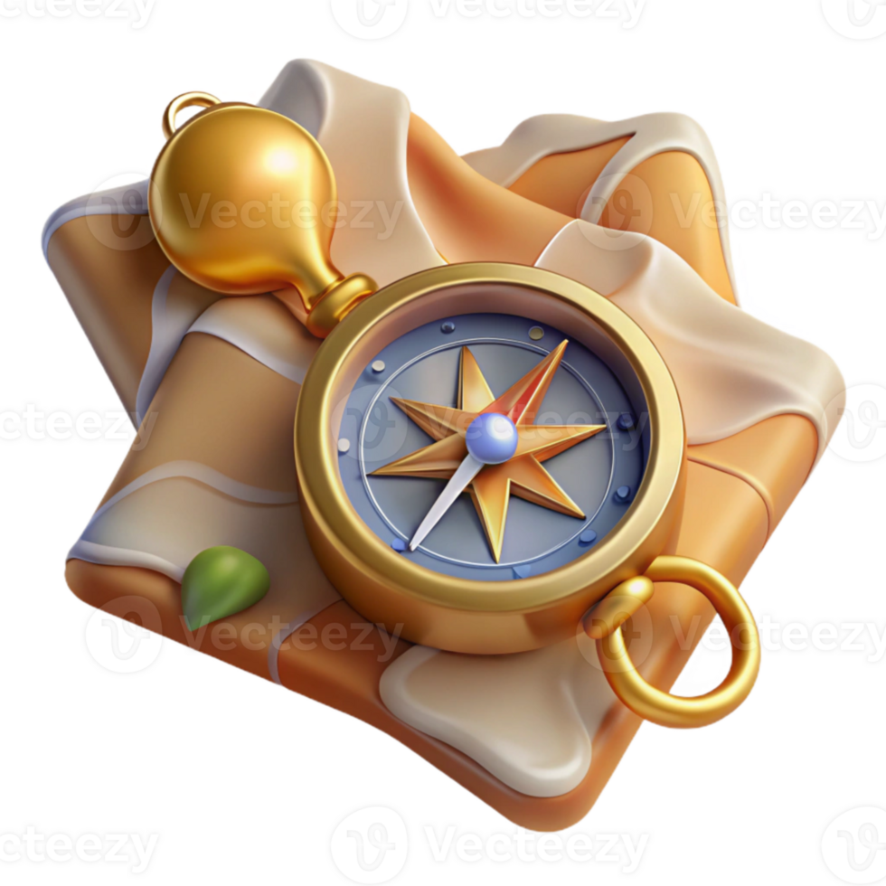 serene minimalist Compass and Map for Navigation Isolated for Hiking and Travel high quality png