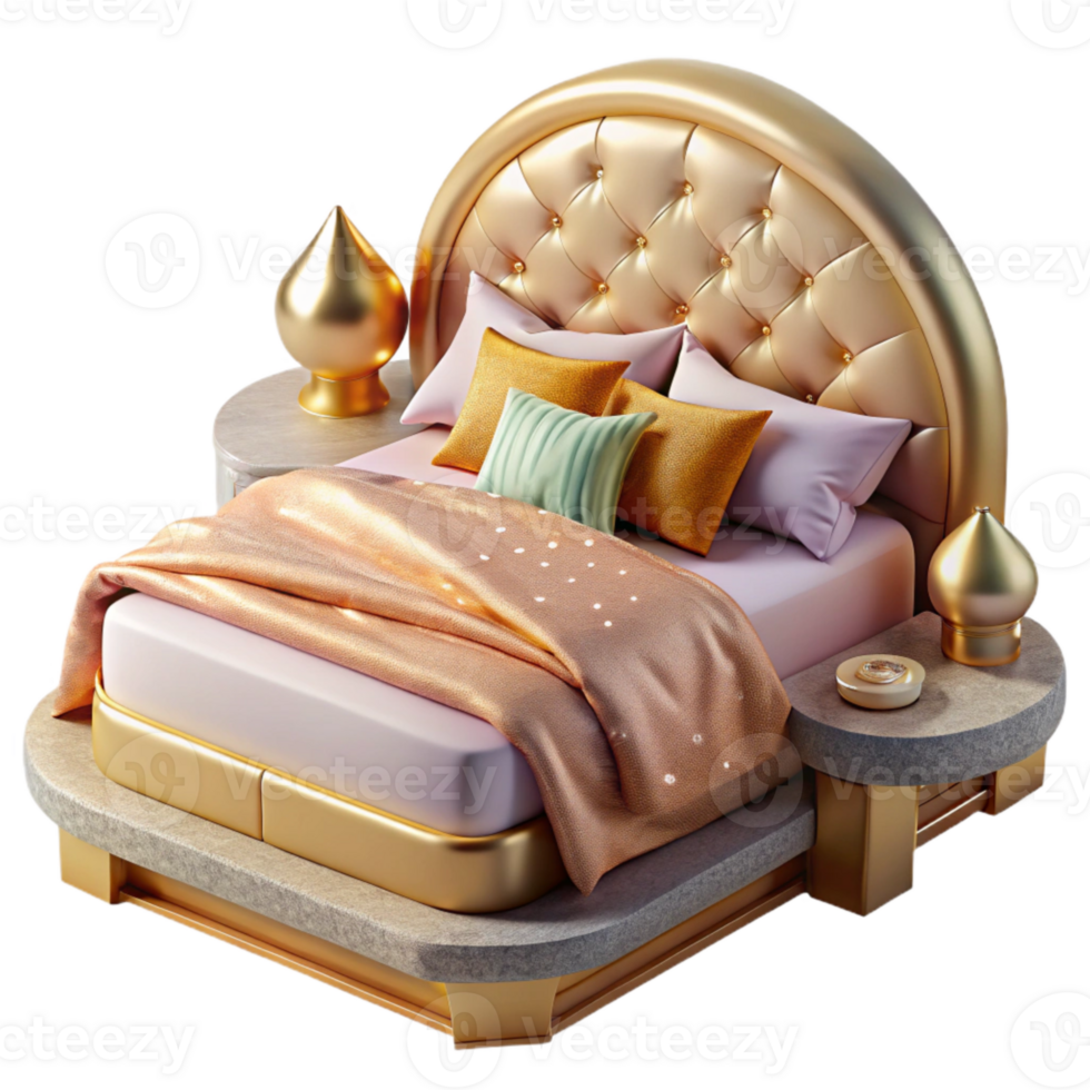 extraordinary abstract Comfortable Bed Isolated for Bedroom Interior Scenes authentic png