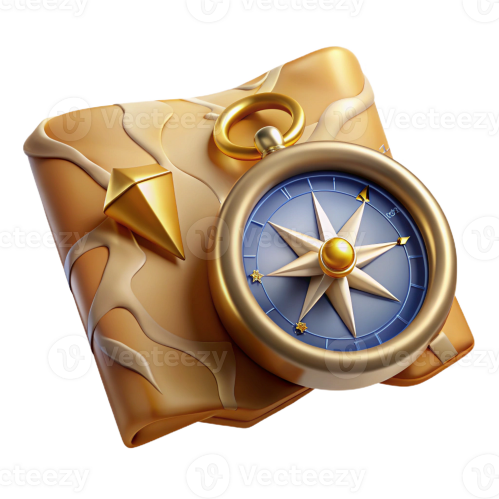 magnificent modern Compass and Map for Navigation Isolated for Hiking and Travel high resolution png