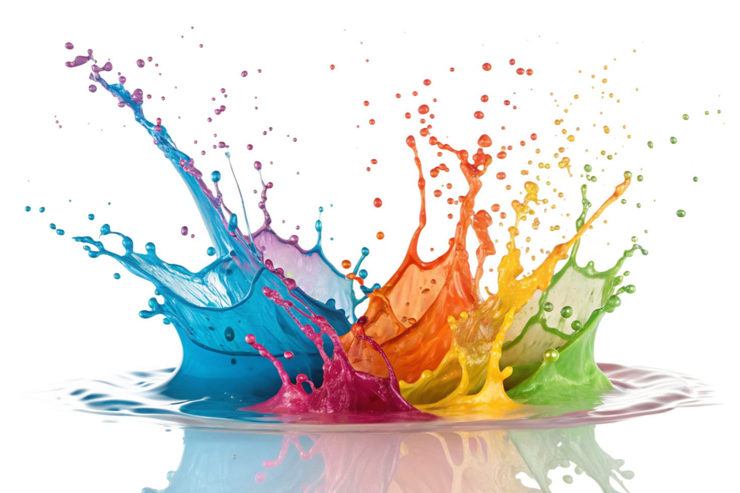 Vibrant Rainbow Color Paint Explosion Splashing in Dynamic Motion png