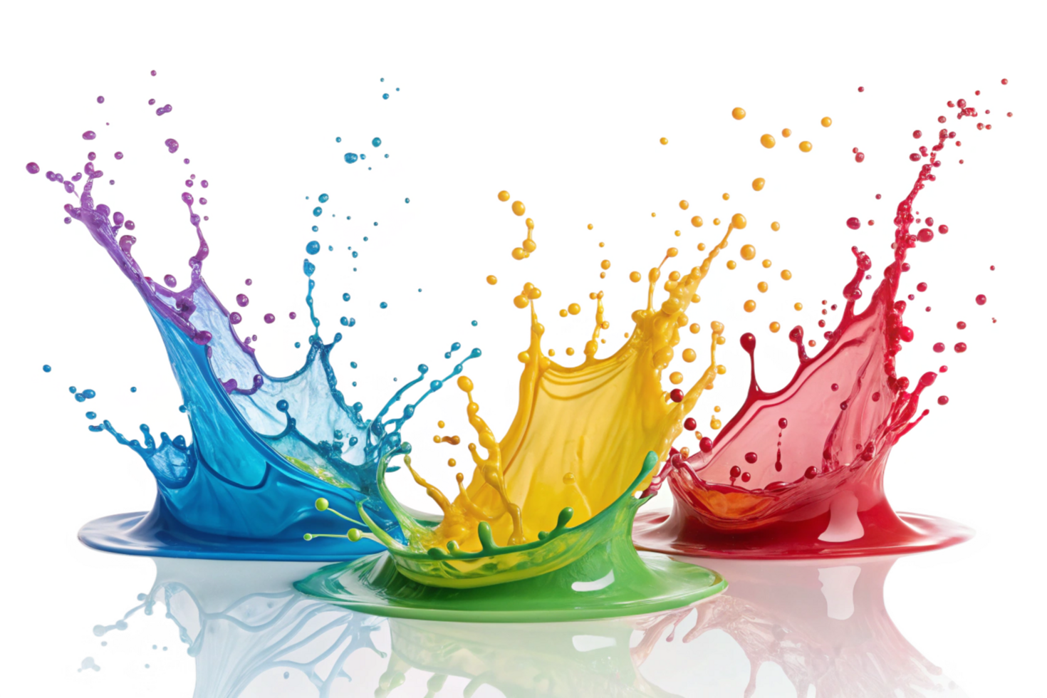 Vibrant Colorful Paint Splats and Splashes in Motion Dynamic Abstract Artwork png
