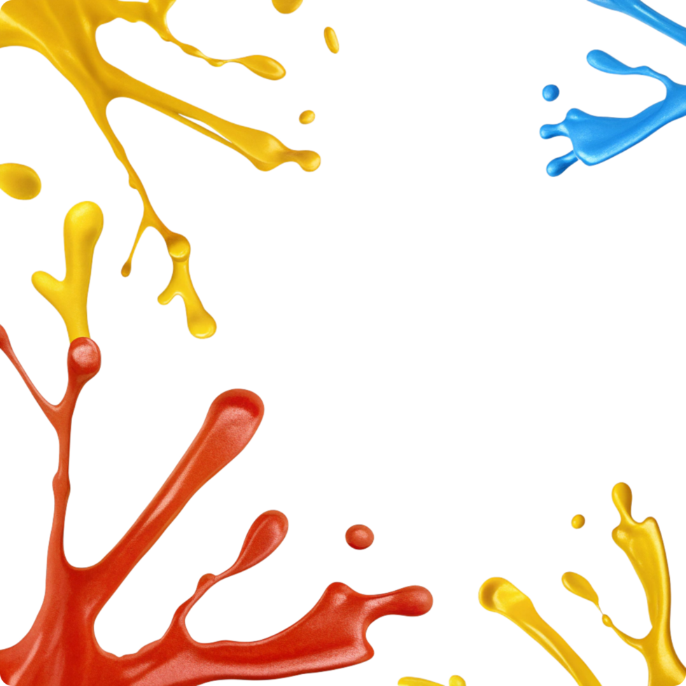 Vibrant Colorful Paint Splashes on Black Background Abstract Design png