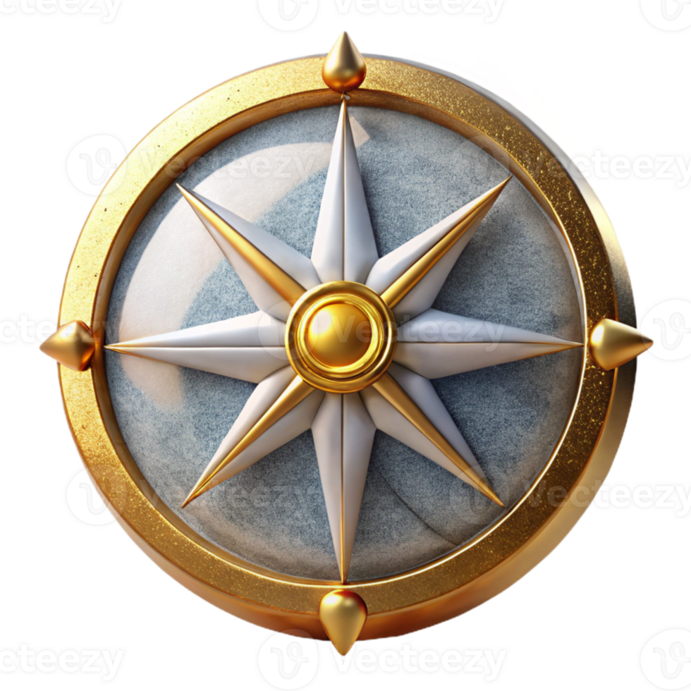 serene minimalist Compass Rose Navigation Tool Cutout for Cartography Projects detailed png