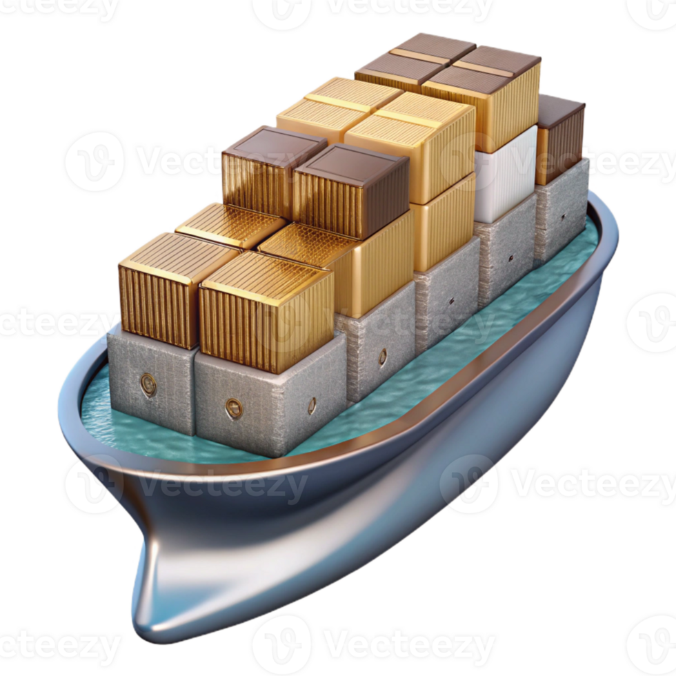 beautiful minimalist Container Ship at Port Isolated Cutout for Global Trade authentic png