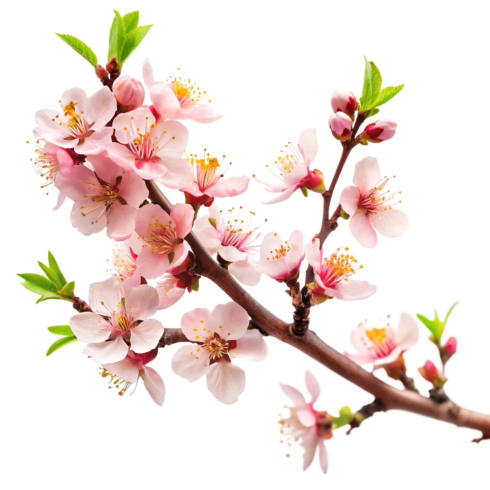Stunning Closeup of Delicate Pink Almond Blossoms on a Branch png