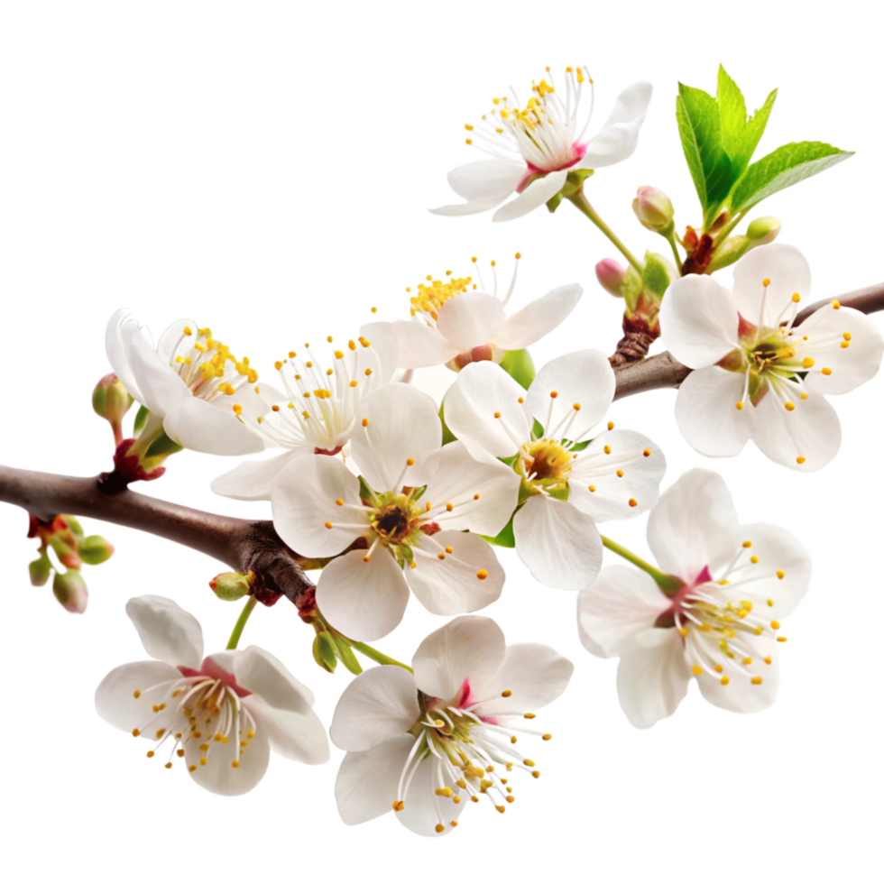 Closeup of a Delicate Branch of White Blossoms in Full Bloom png