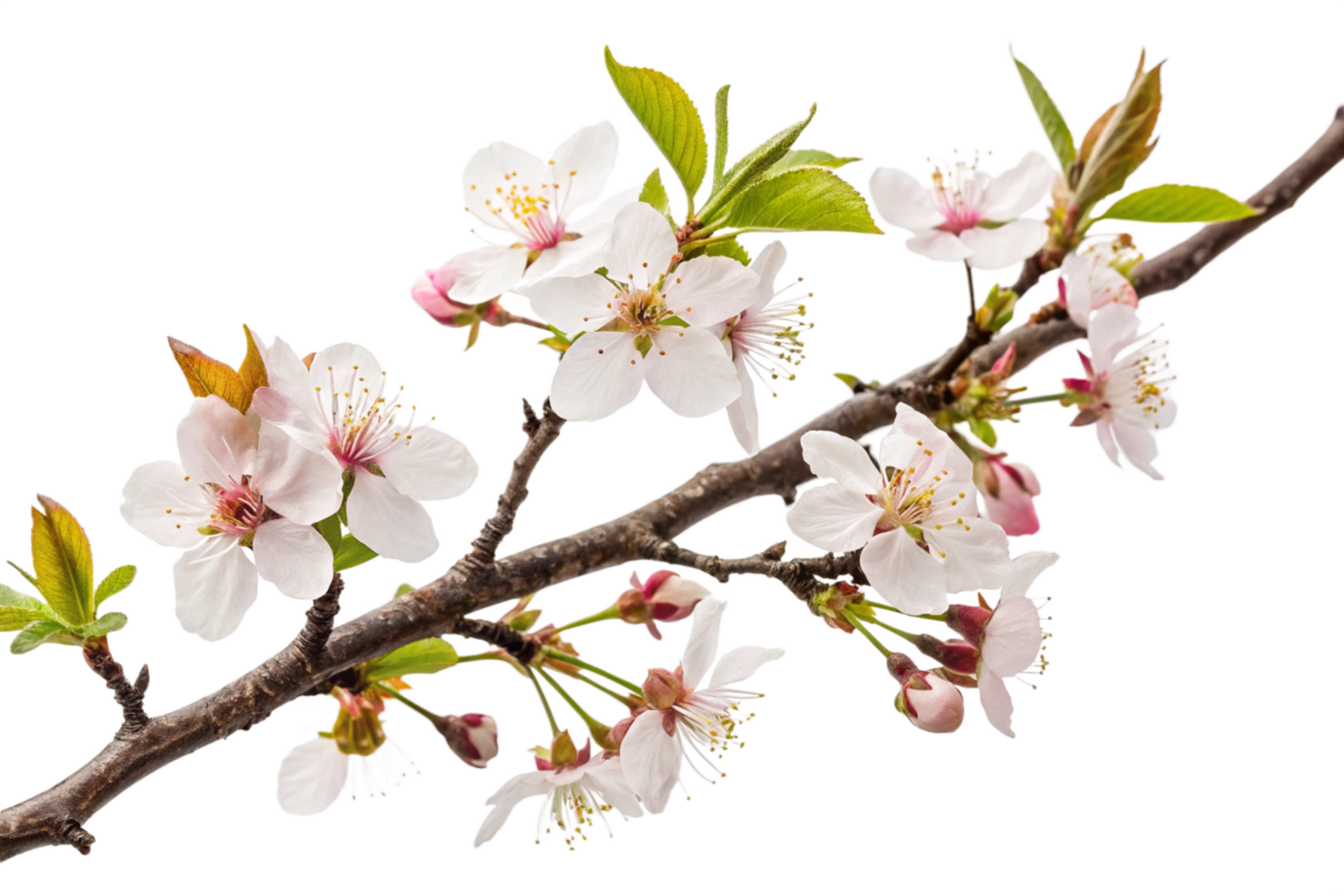 Closeup of a Delicate Branch of White Blossoms Blooming in Springtime png