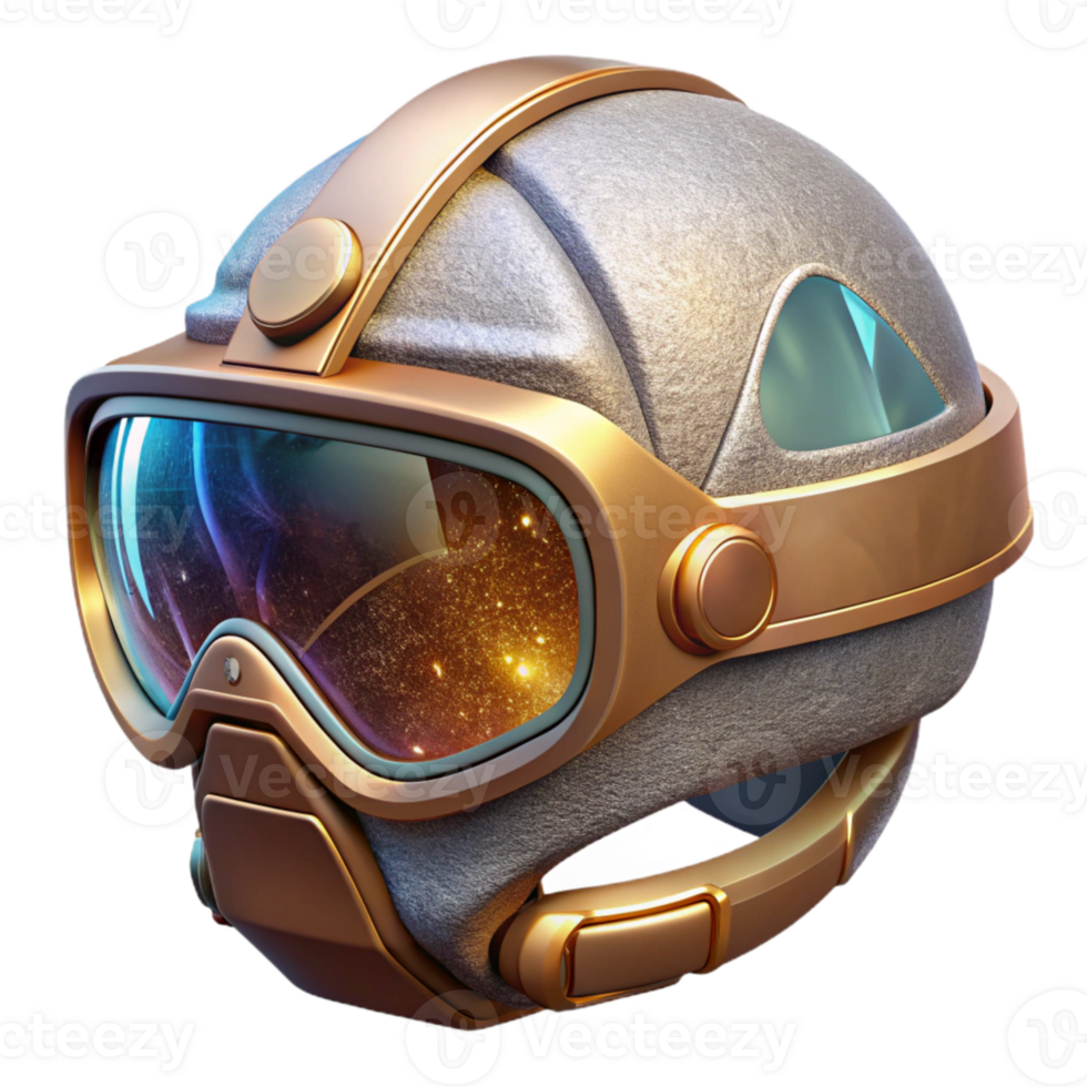 beautiful classic Cyberpunk Vr Helmet Isolated with Transparent Background high resolution png