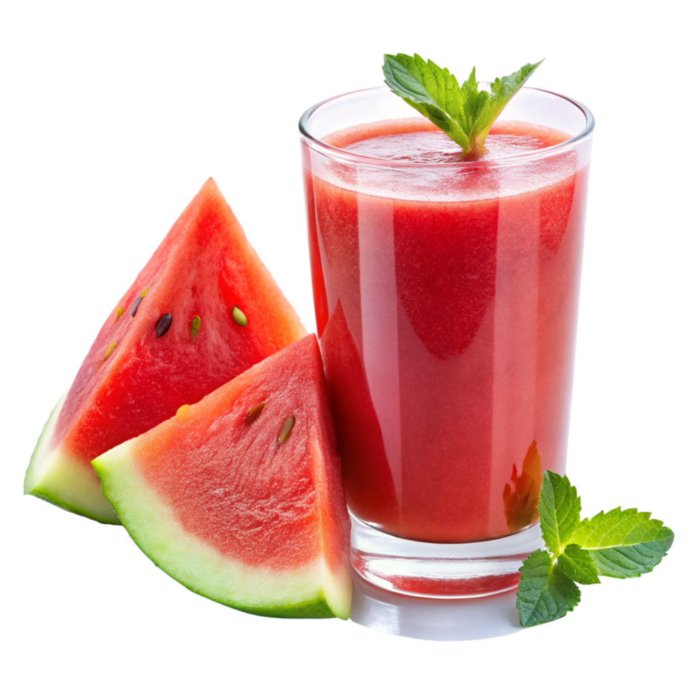 Refreshing Watermelon Mint Smoothie in a Glass with Watermelon Slices png