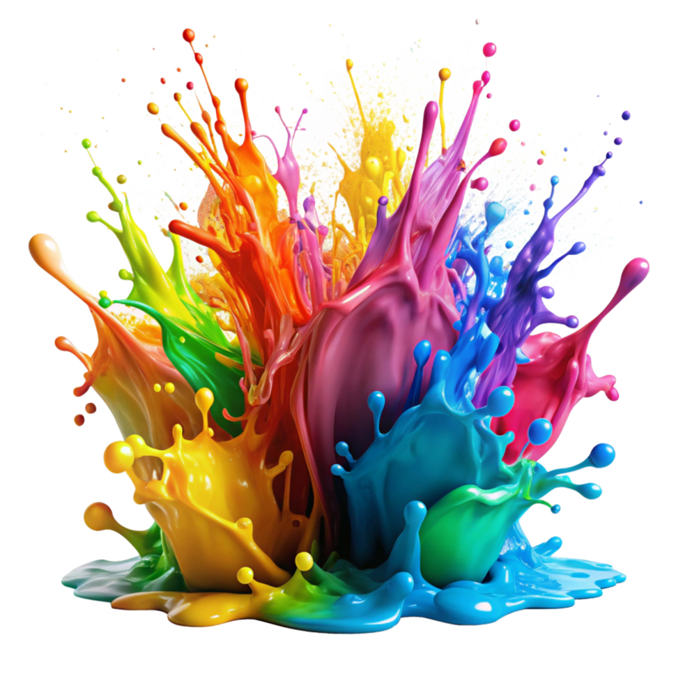 Vibrant Rainbow Color Paint Explosion Splashing Dynamically png
