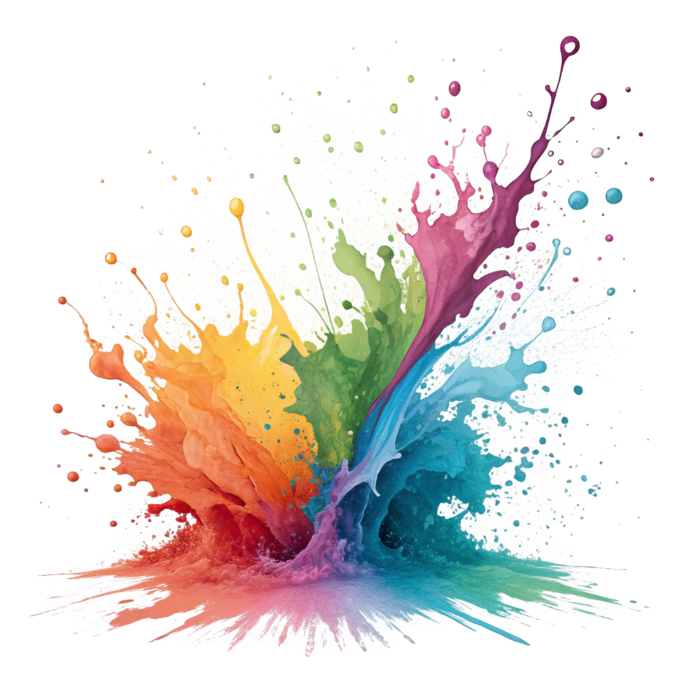 Vibrant Rainbow Color Explosion Paint Splash Abstract Art Background png