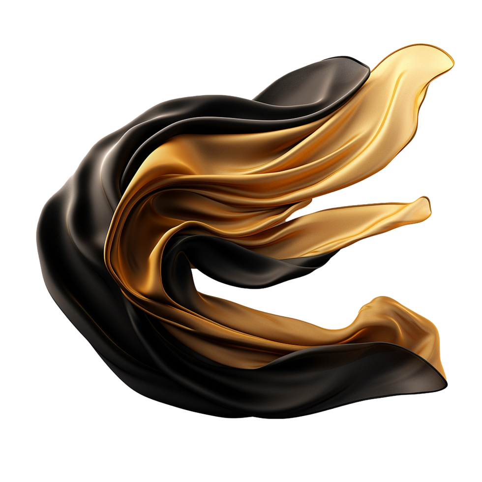 Abstract Swirling Black and Gold Fabric Drape Elegant Luxury Texture Background Design png