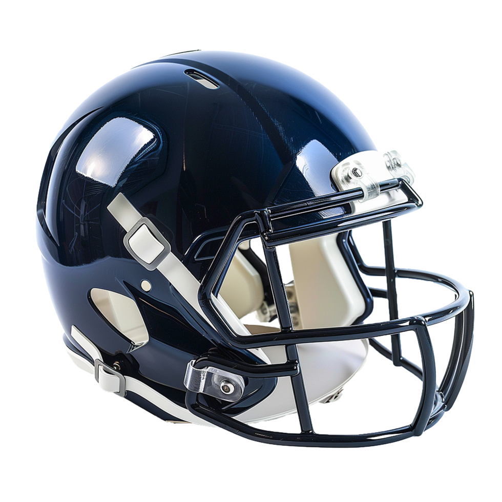 Professional Grade Football Helmet High Resolution Image Navy Blue and White png
