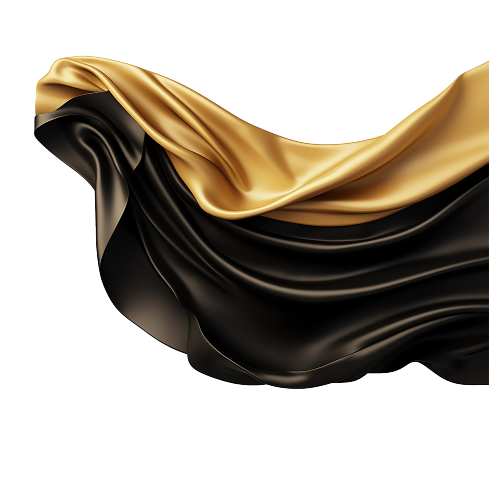 Abstract Draped Black and Gold Fabric Elegant Luxury Background Texture png