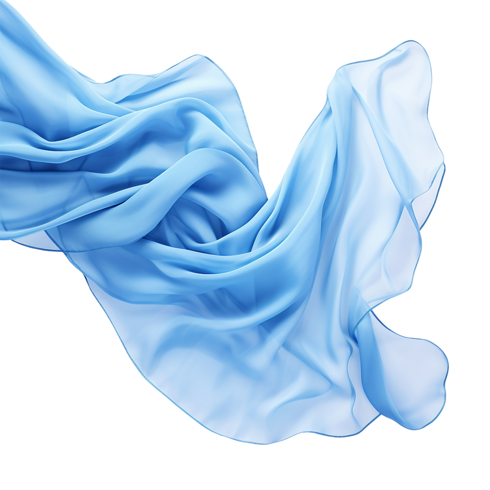 Elegant Draped Light Blue Silk or Chiffon Fabric Abstract Background png