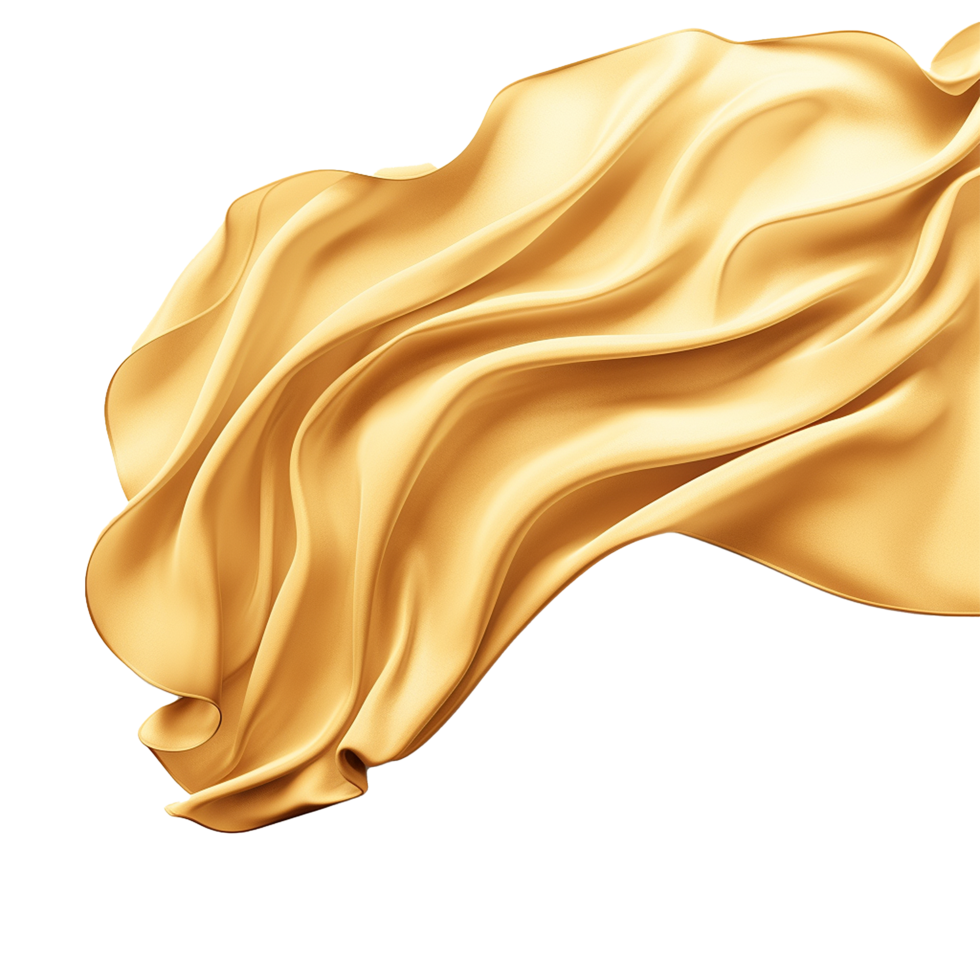 Elegant Golden Silk Fabric Drape Background Image Luxurious Texture Smooth Waves Flowing Shiny Golden Cloth png