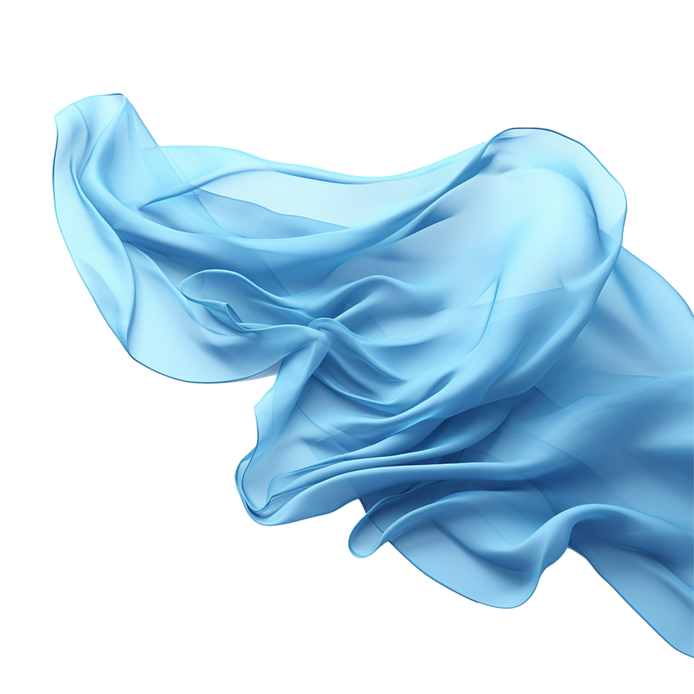 Abstract Flowing Light Blue Silk Fabric Drape Swirling in the Wind Elegant Soft Texture Background png