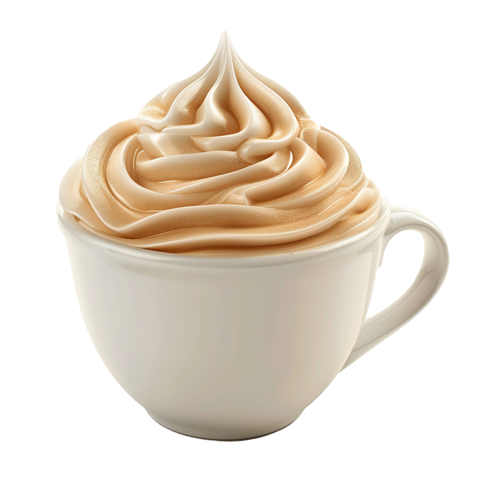 A Delicious Cup of Creamy Coffee Creamer Whipped Topping in a White Mug png