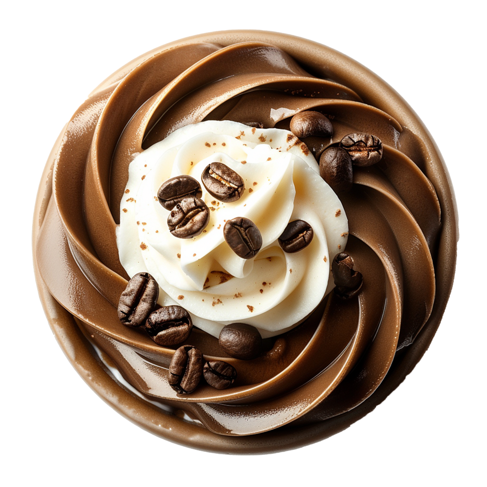 Delicious Chocolate Mousse with Whipped Cream and Coffee Beans png