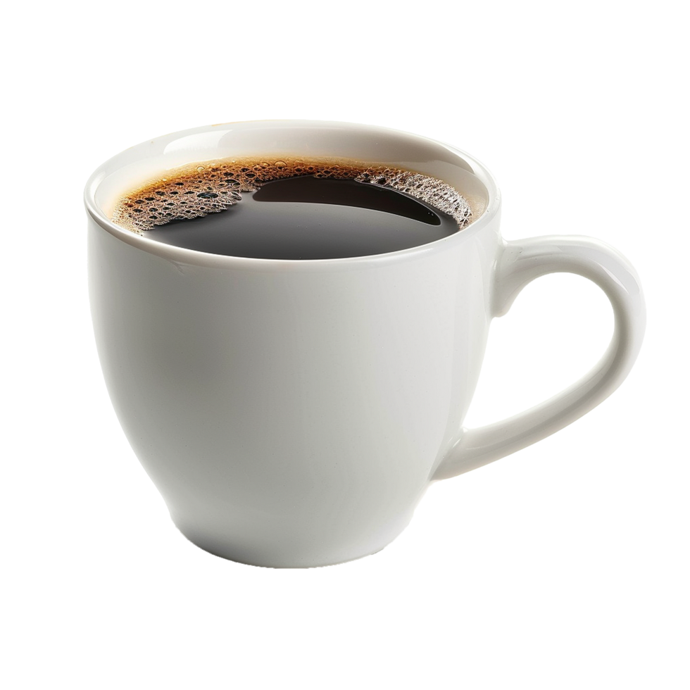 Aromatic Black Coffee in a Pristine White Mug A Refreshing Morning Beverage png