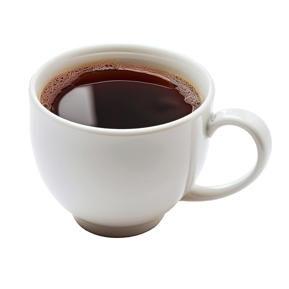 Aromatic Dark Coffee in a White Mug Close Up Photography png