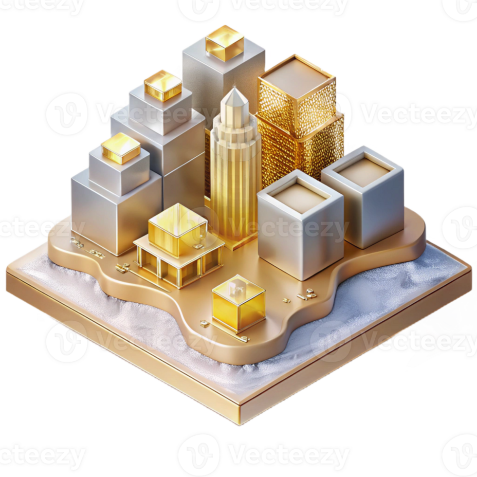 vibrant creative D Map with Isometric Building Models Transparent for Urban Planning exclusive png