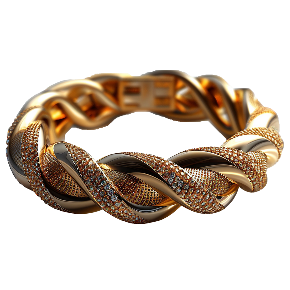 Luxury Gold Bracelet with Sparkling Diamonds Intricate Design and Craftsmanship png