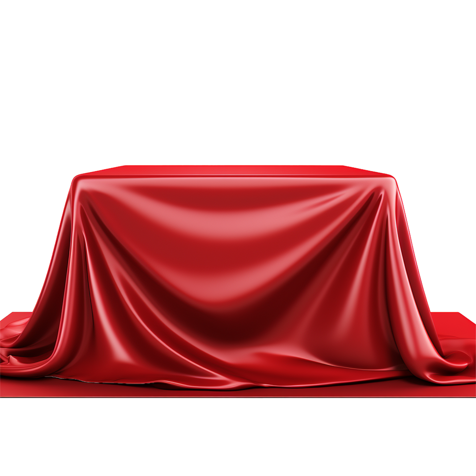 Mysterious Red Silk Cloth Covering a Hidden Object on a Stage png