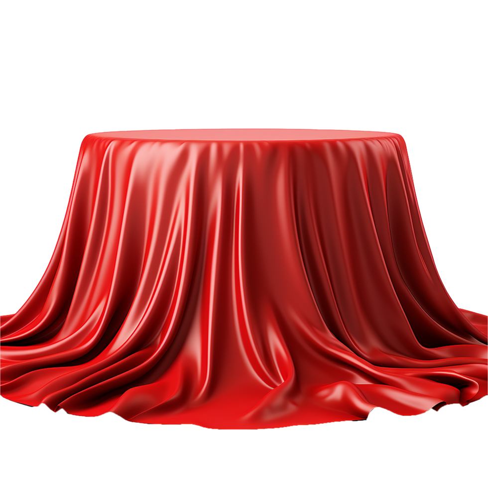 A Red Satin Cloth Draped Elegantly Over a Round Tabletop, Creating a Dramatic and Mysterious Scene png