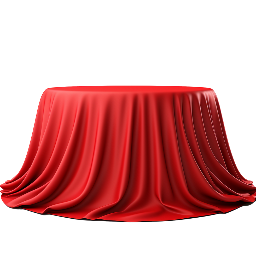 Mysterious Red Draped Table Unveiling a Secret Product or Event png