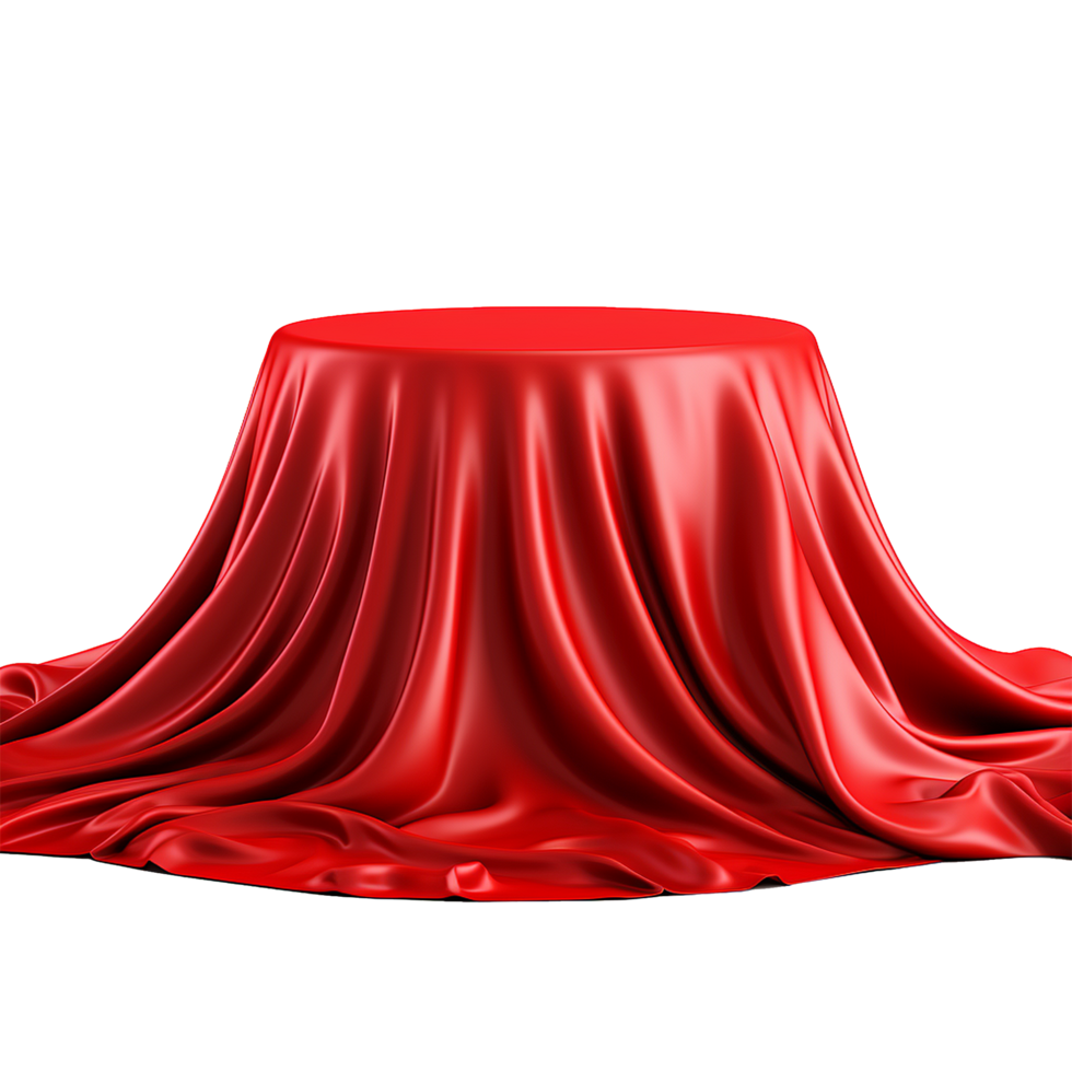 A Red Satin Cloth Draped Elegantly Over a Round Tabletop Creating a Dramatic and Mysterious Scene png